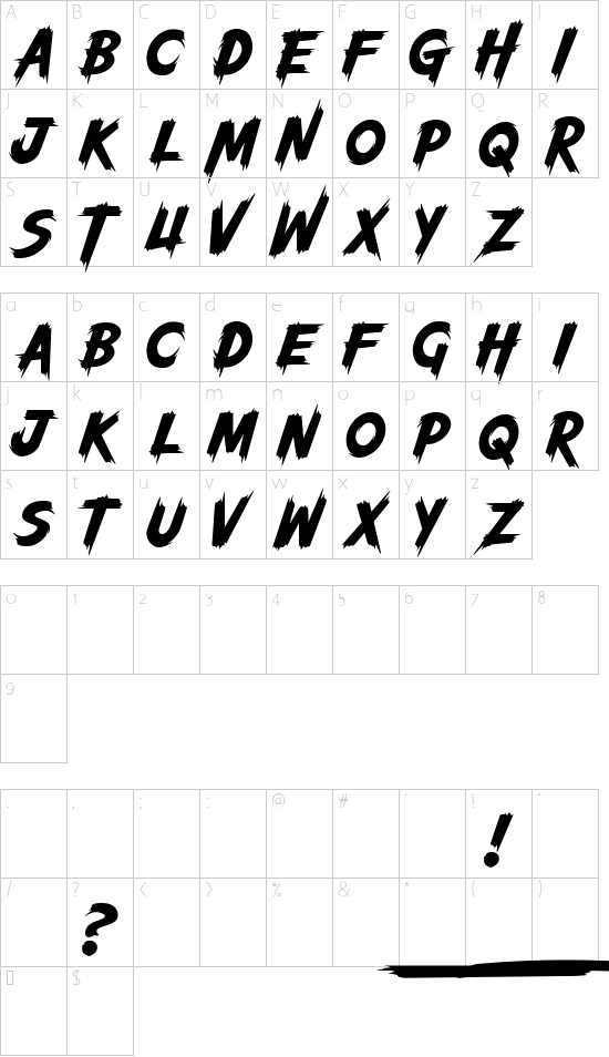 Wolves Vs Monster Slant DEMO font character map