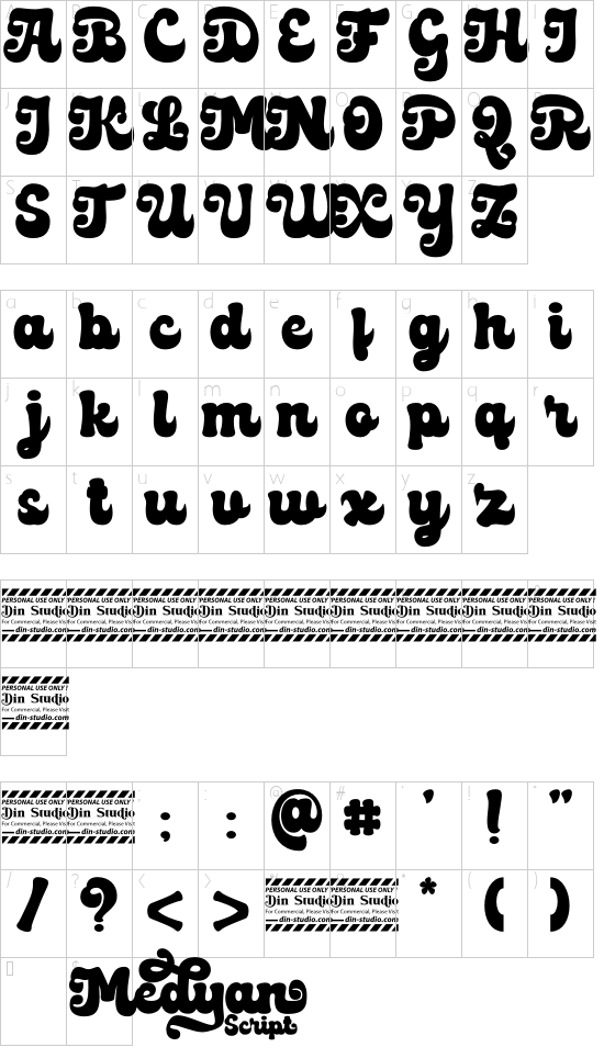 Medyan Script Personal Use Only Regular font character map