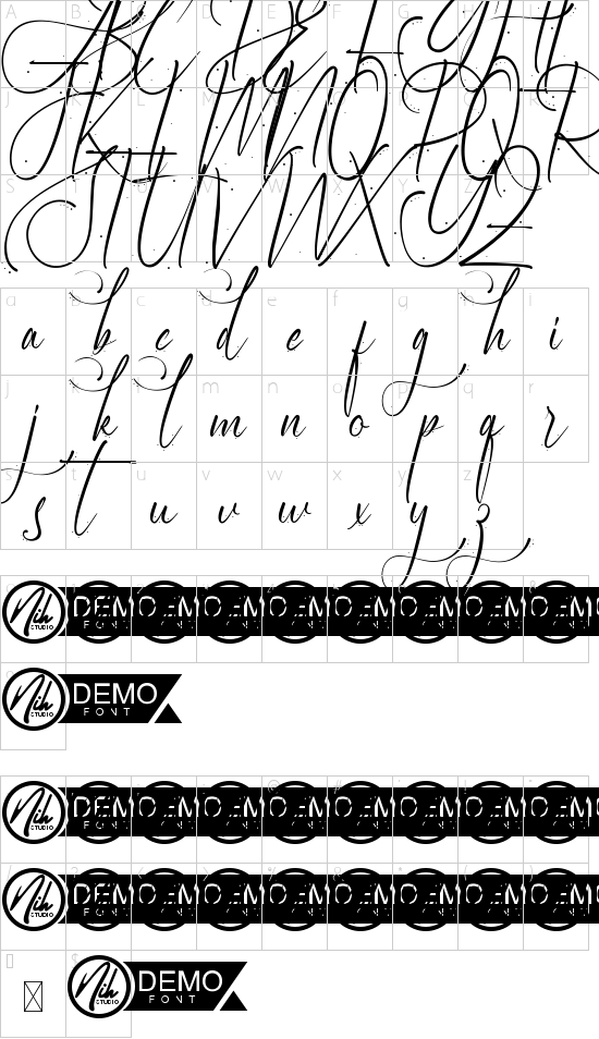 Burlington Demo font character map