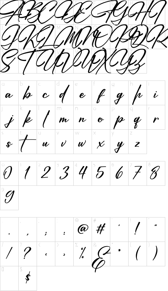Madinah Authentic font character map