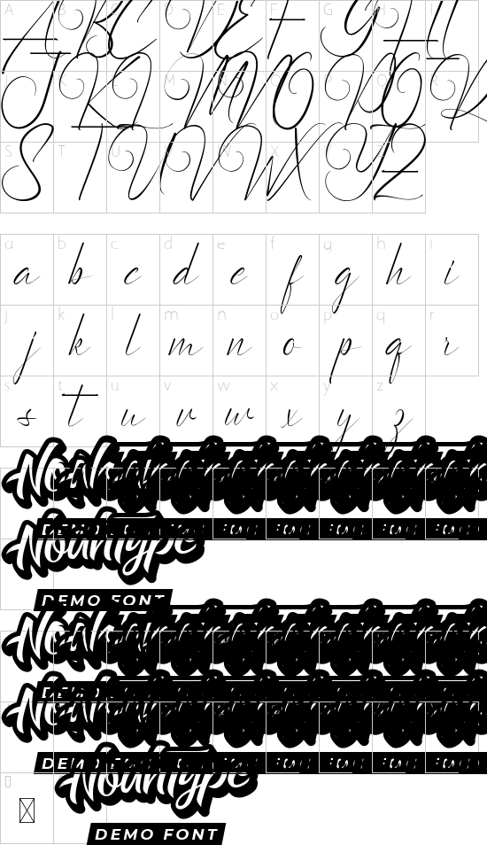 Waterflowers Demo font character map
