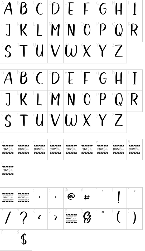 Belfast Star Sans font character map