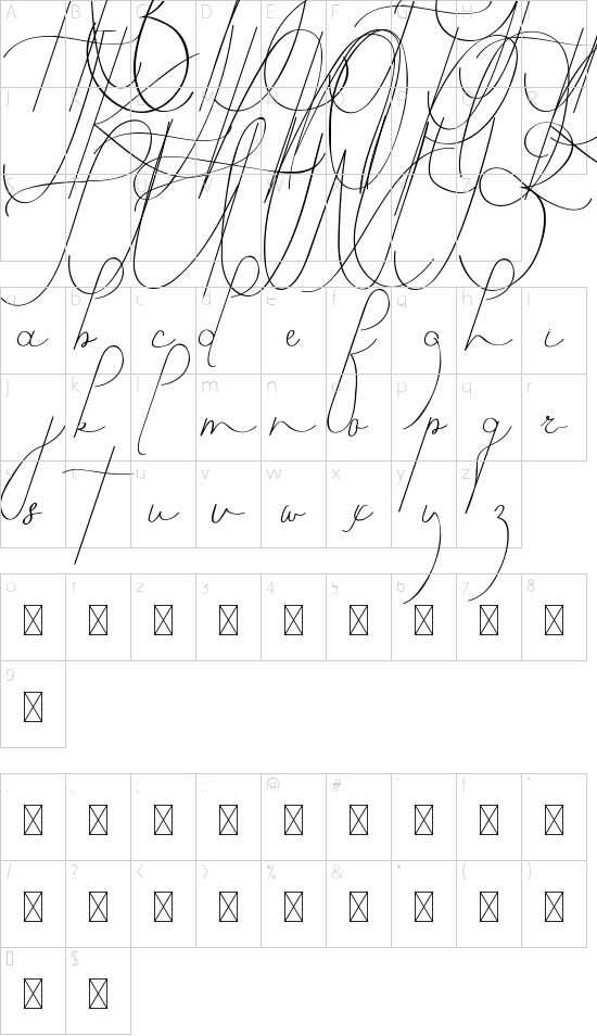 Bevernice Demo font character map