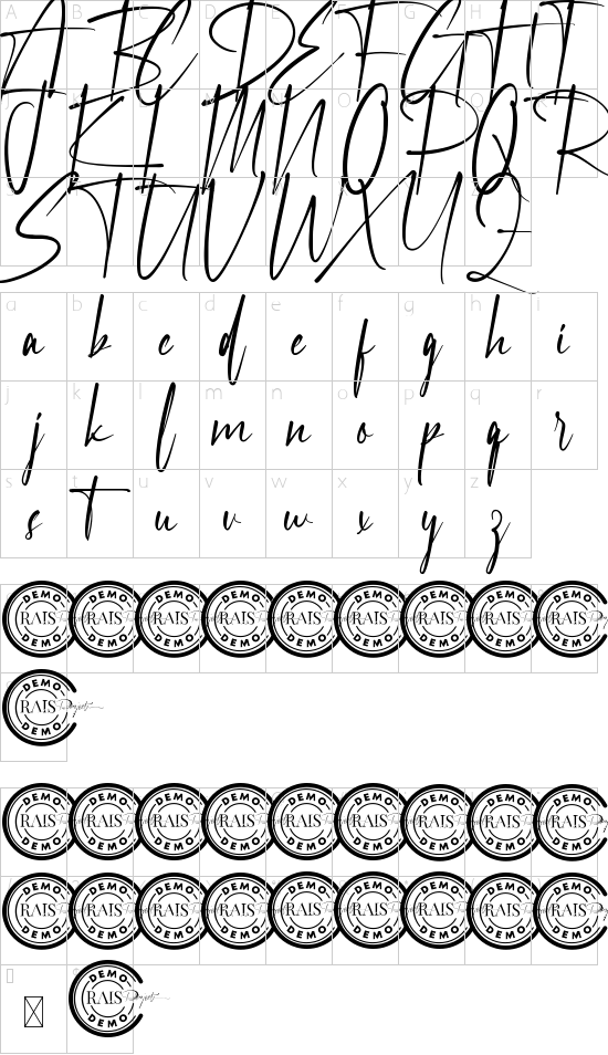 Chalmette Demo font character map