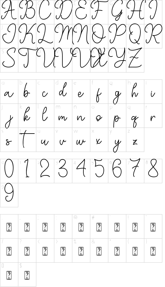 Mountline font character map