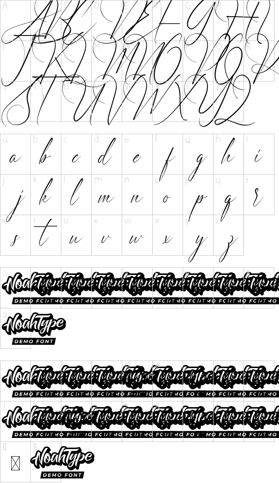 Richard Martha Demo font character map