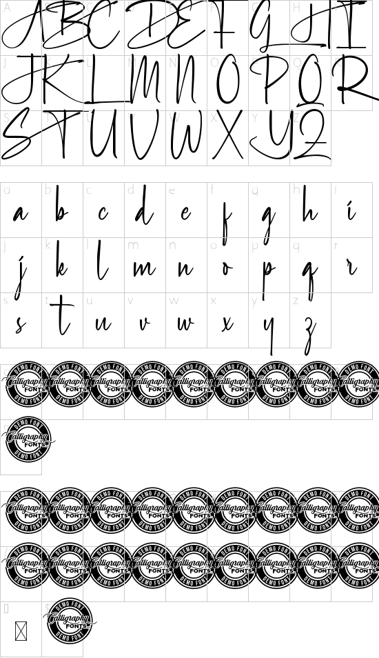 South Dakota Demo font character map