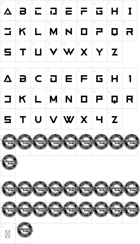 Neutrons Demo font character map