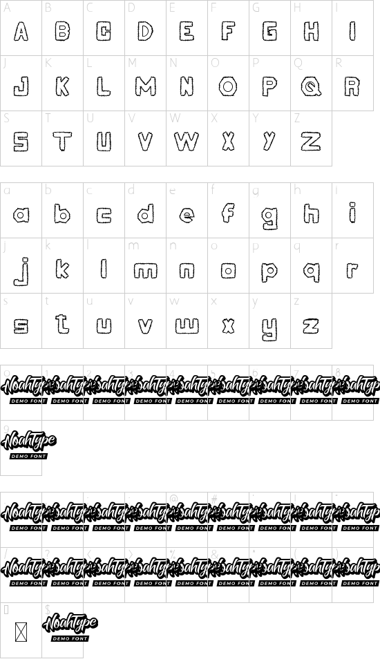 Game Play Demo Outline font character map