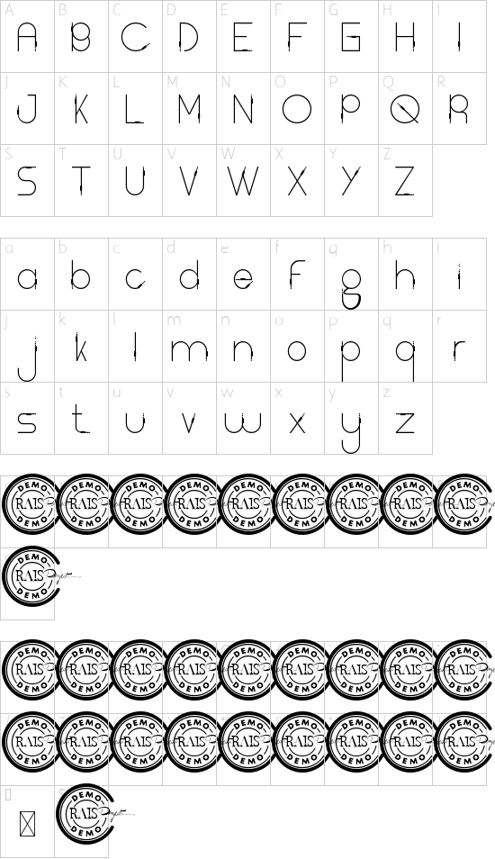 Light Cable Demo font character map