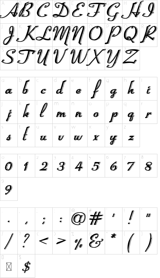 Good Job font character map