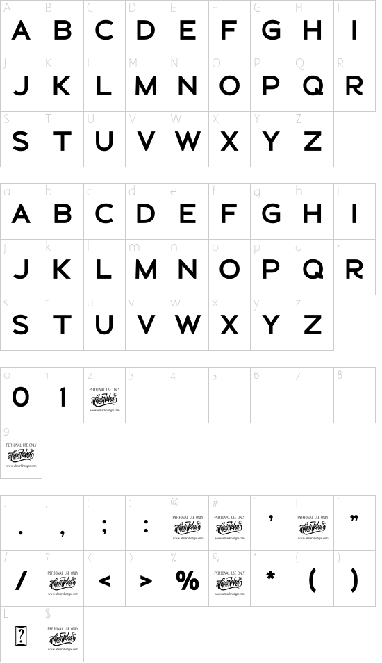 Schein Sans font character map