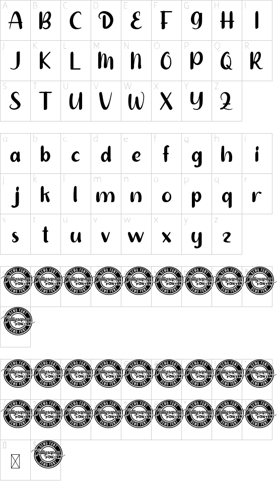 Avocado Diet Demo font character map