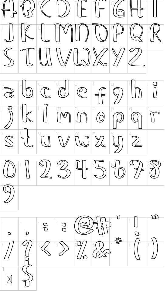 REVANDA font character map