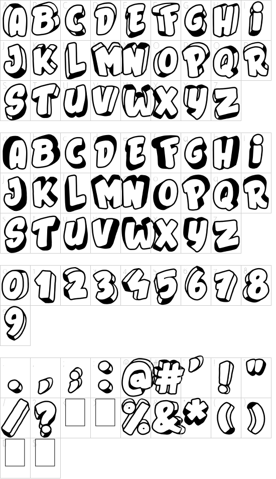 Jumping Flash font character map