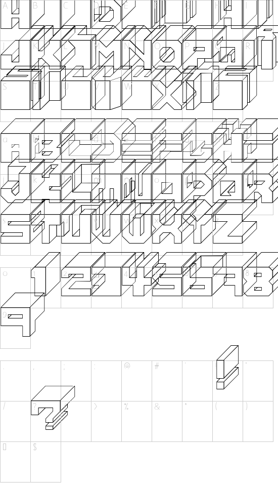 Cube font character map