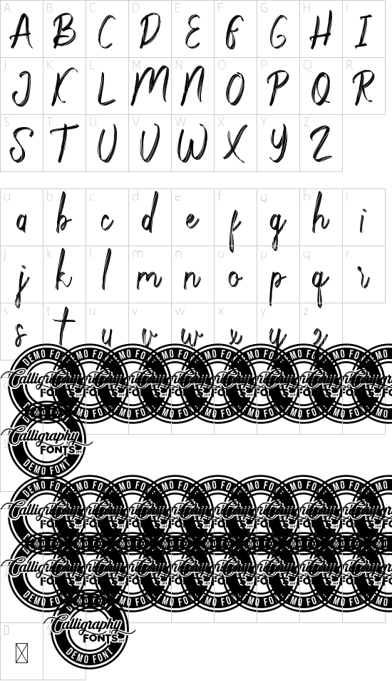 Belgian Flower Demo font character map
