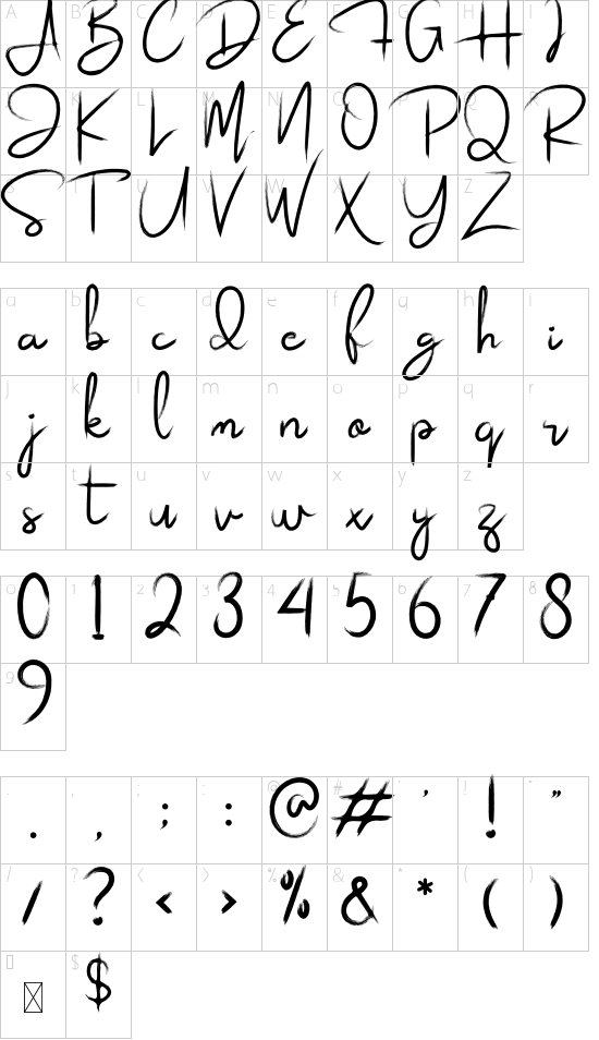 Saturdaynight font character map