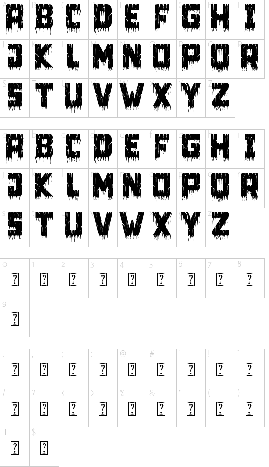 Spooky Grave - Personal use font character map