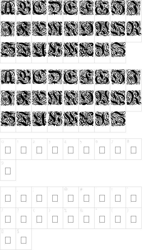 Renaissance-Initialen font character map