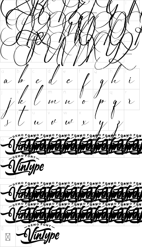 Anniversary Day Demo font character map