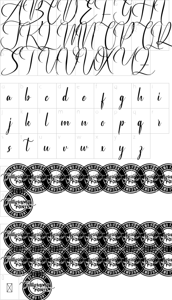 Early Winter Demo font character map