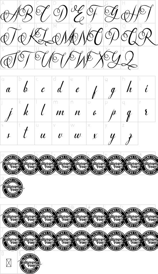 Georgina Stella Demo font character map