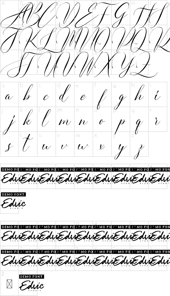 Grand Estonia Demo font character map