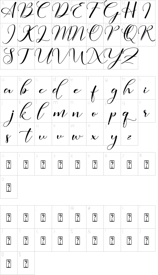 Sweet Valentines font character map