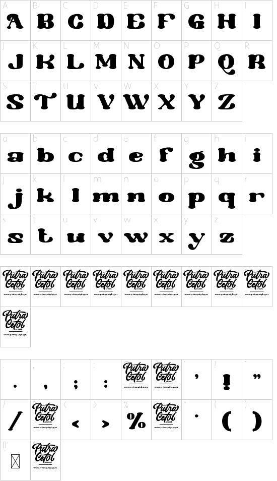 Morrello font character map