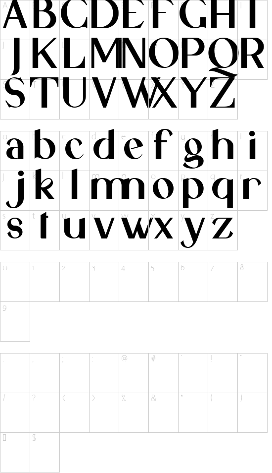 Qaligo Sans Regular font character map