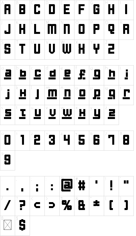 Curitiba Regular font character map