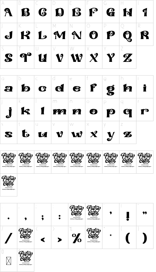 Headjoker font character map