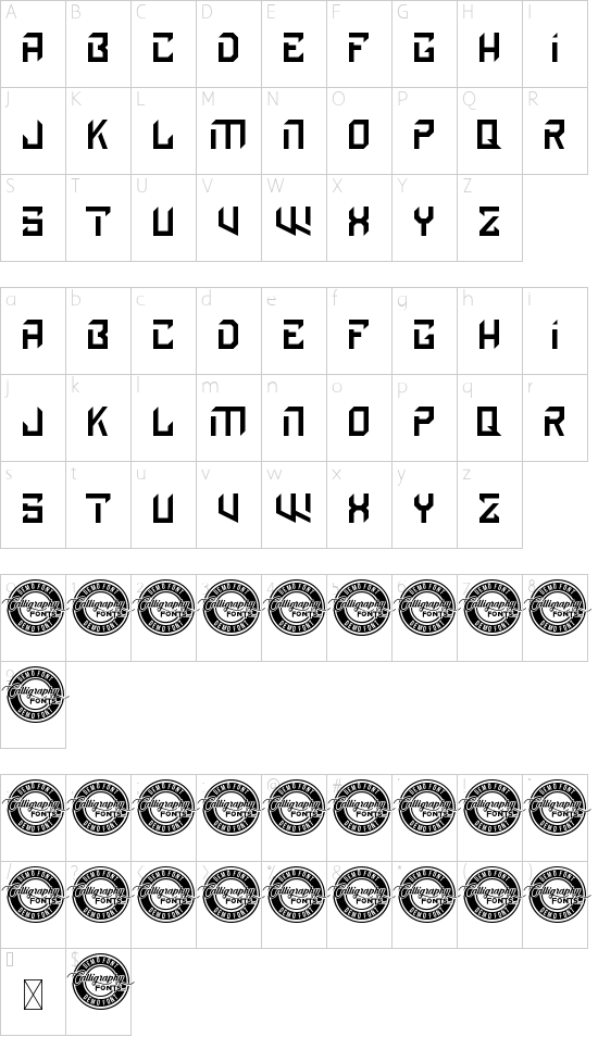 Discrown Demo font character map