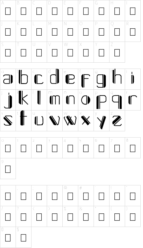 Systeme Robraille font character map