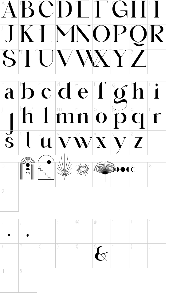 Buljirya Personal use font character map