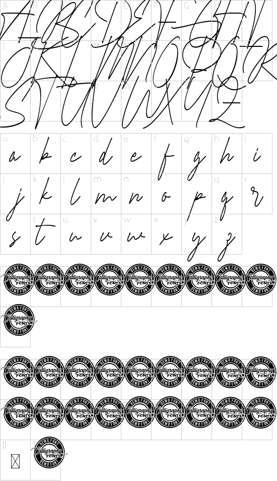 Braselton Demo font character map