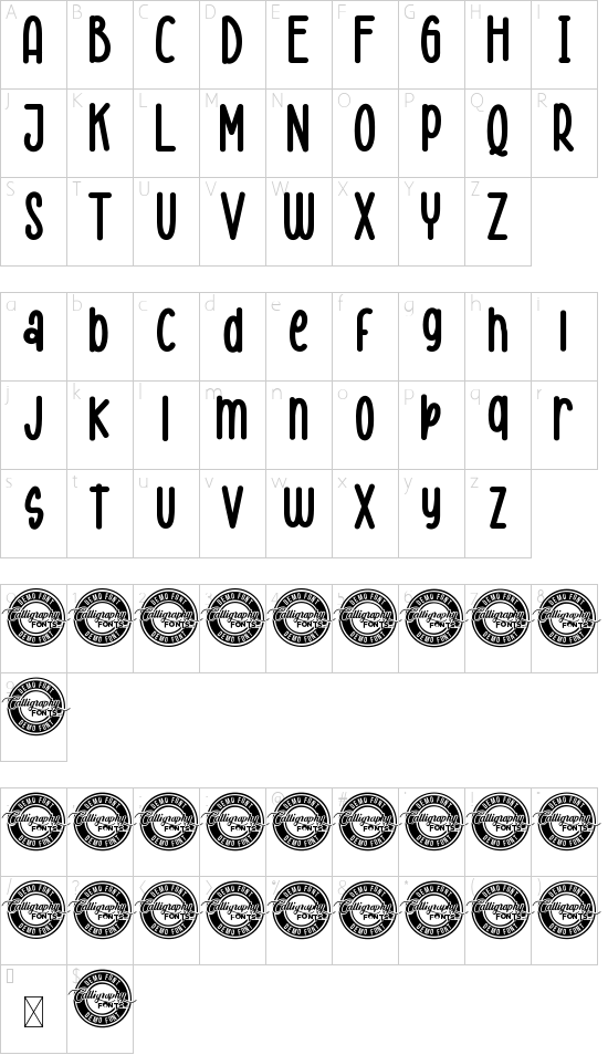 Cute Playful Demo font character map
