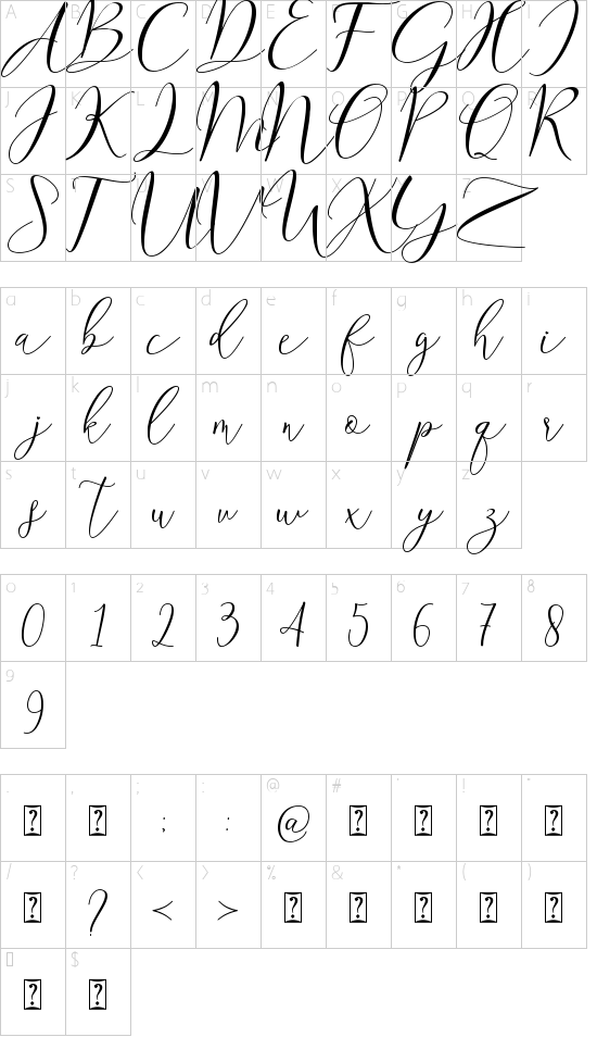 Gading - Personal Use font character map