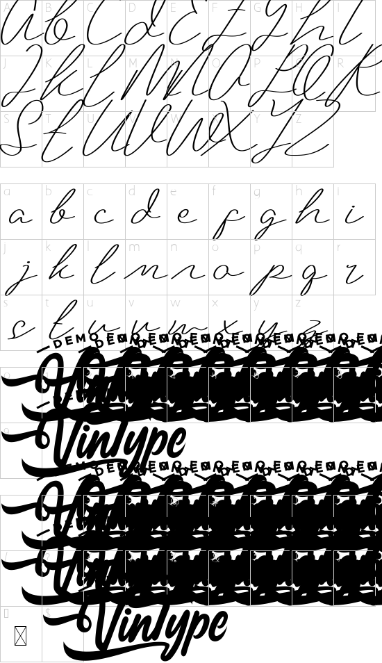 Hopeflow Demo font character map