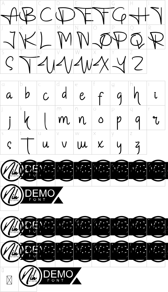 Marlinton Demo font character map