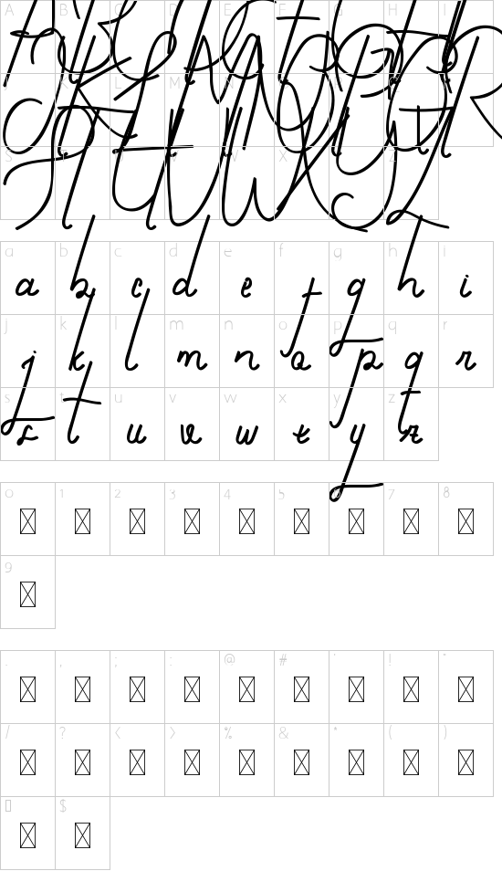 Rashyid Demo font character map