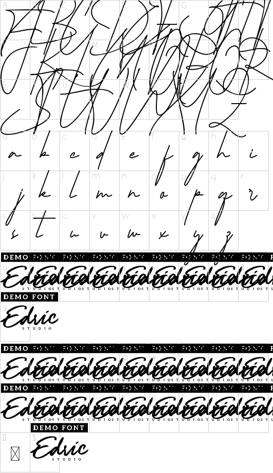 Salisbury Demo font character map