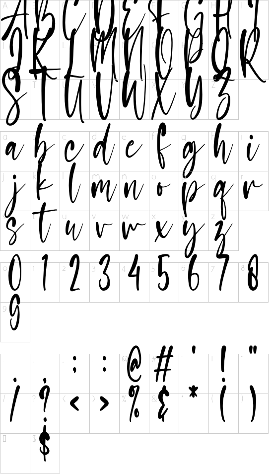 Sasa font character map