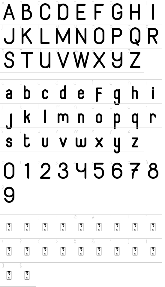 Algeko Personal Use font character map