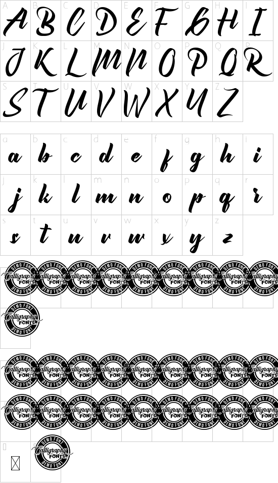 Abbeville Demo font character map