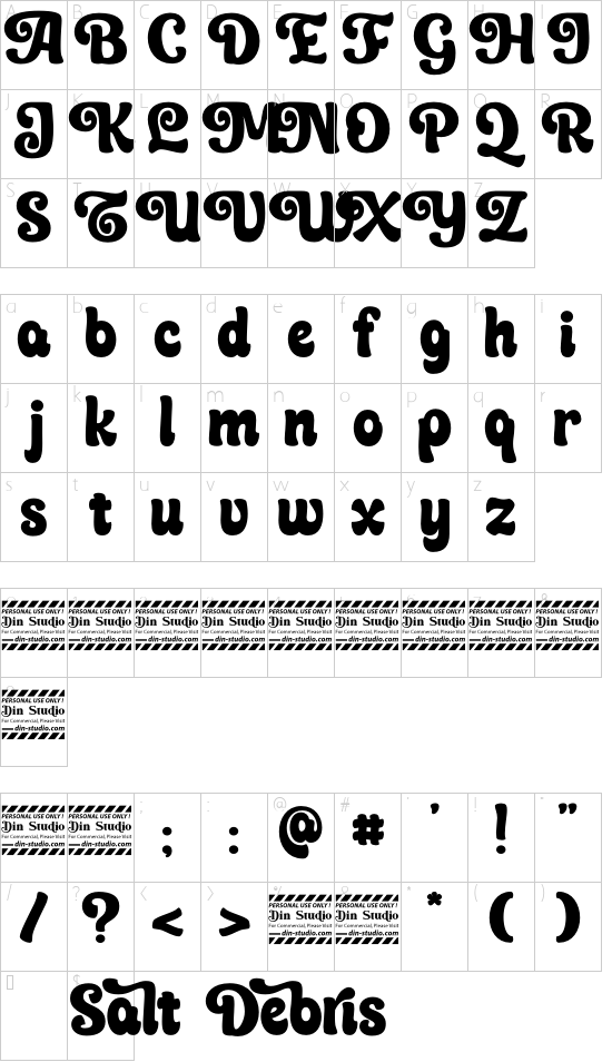 Salt Debris personal use font character map