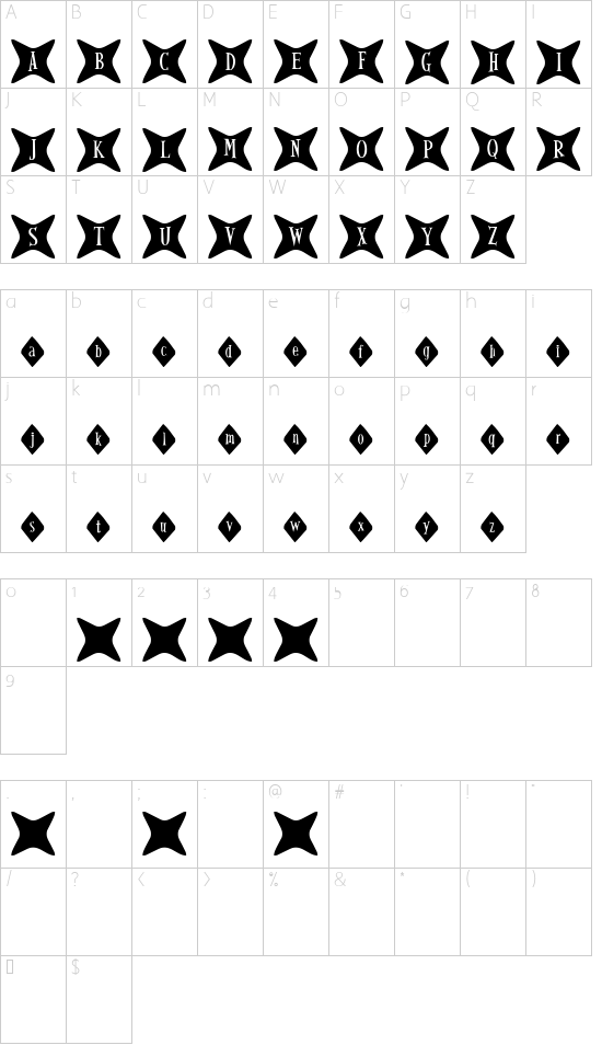 Gyrl Friday font character map