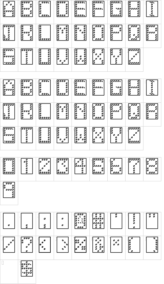 11vator tfb font character map