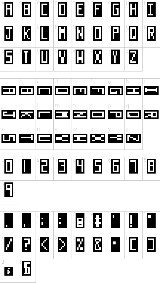 Anti-Digital Regular font character map